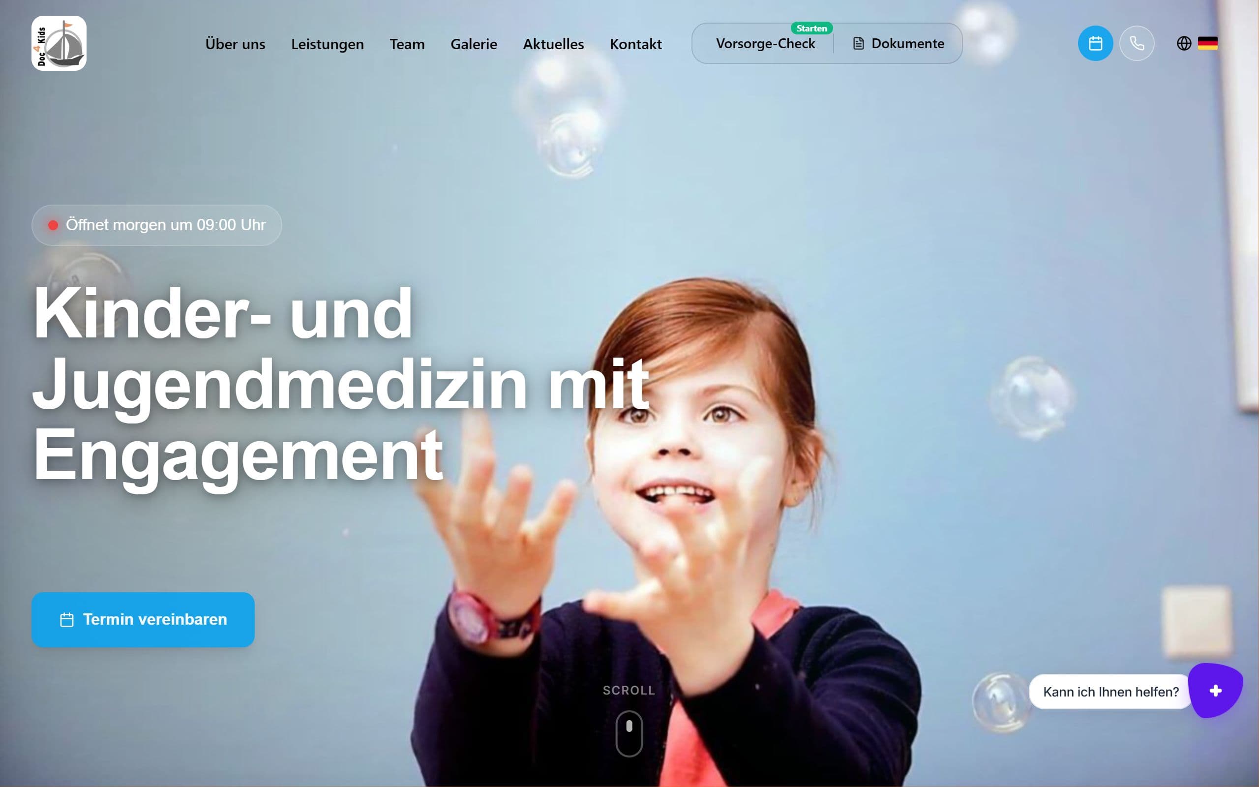 Website von Doc4Kids – Praxis Maria Papaderou (Kinder- & Jugendmedizin, Krefeld)