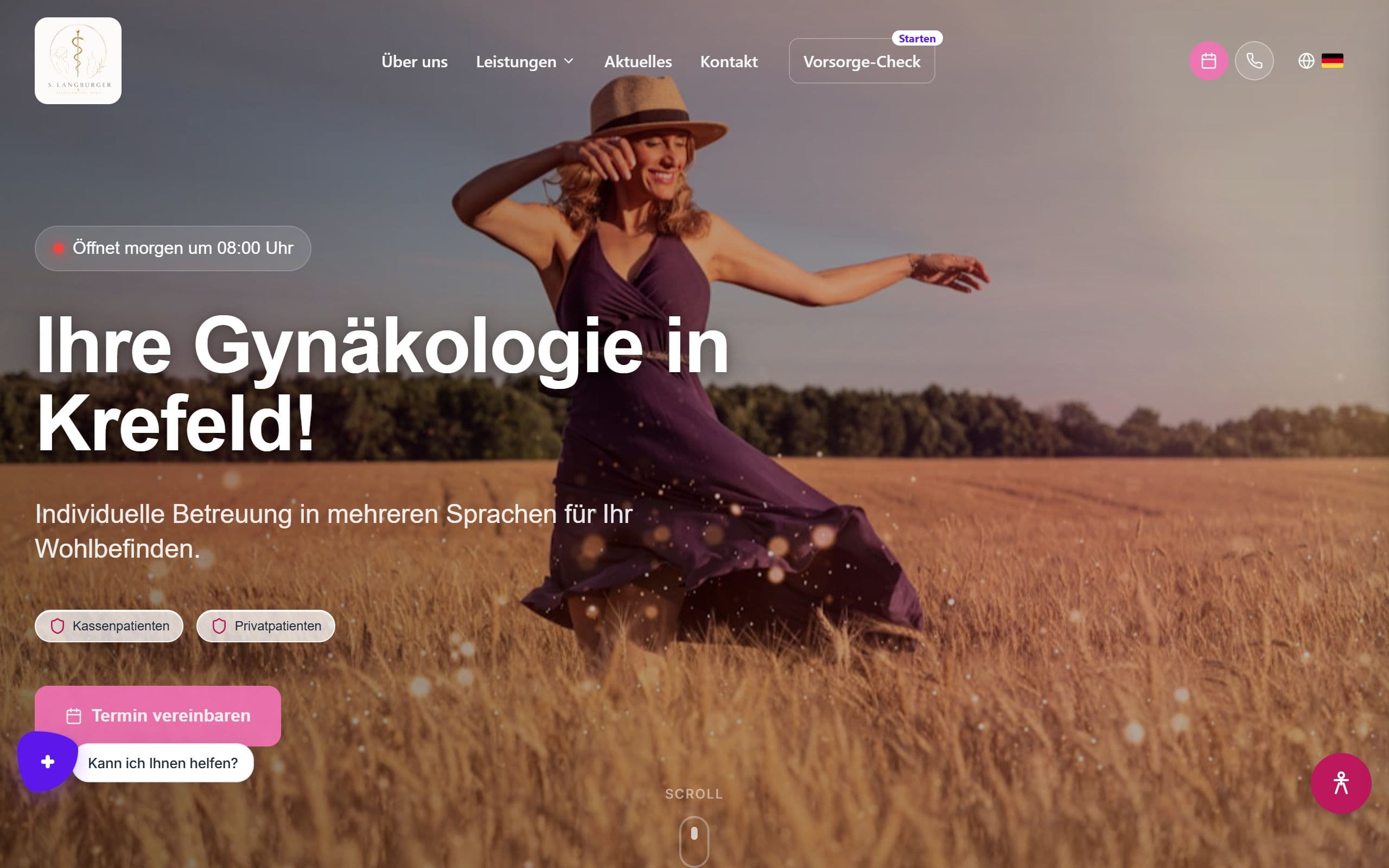 Website von Praxis Dr. Slavica Langburger (Gynäkologie, Krefeld)