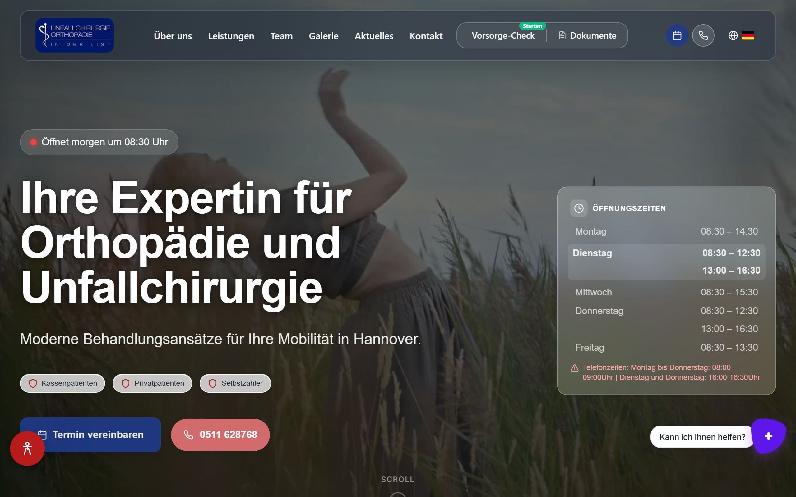 Website von Facharztpraxis Jasmin Senel-Yücebas (Orthopädie & Unfallchirurgie, Hannover)